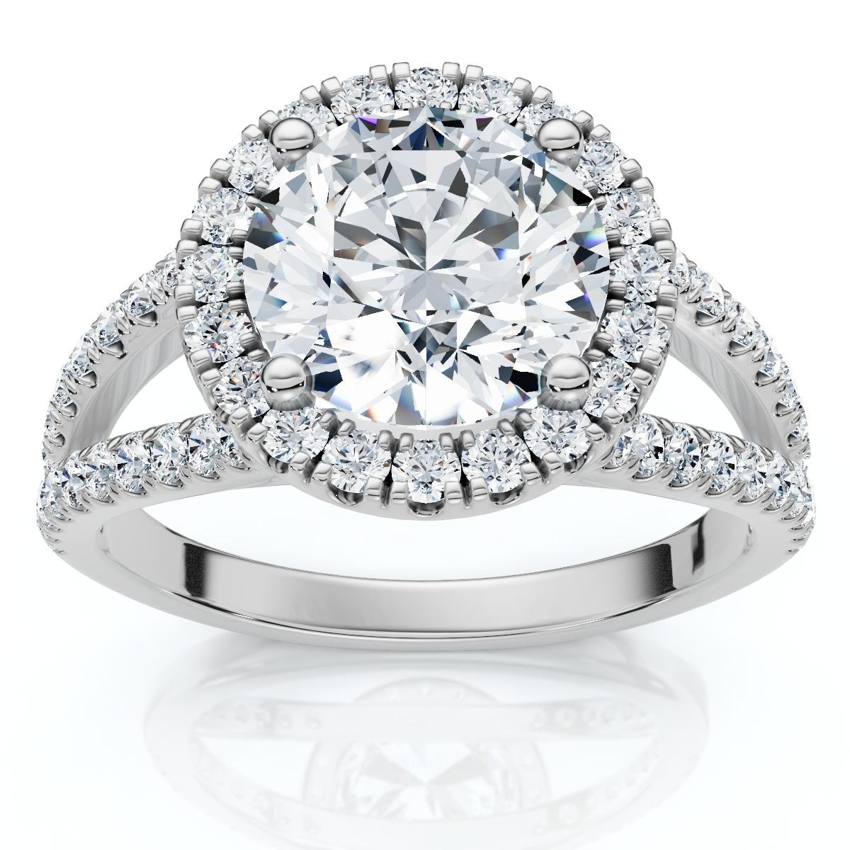 Bliss Diamond Platinum 2 Ct Diamond Halo Engagement Ring Split Band Size 6.5