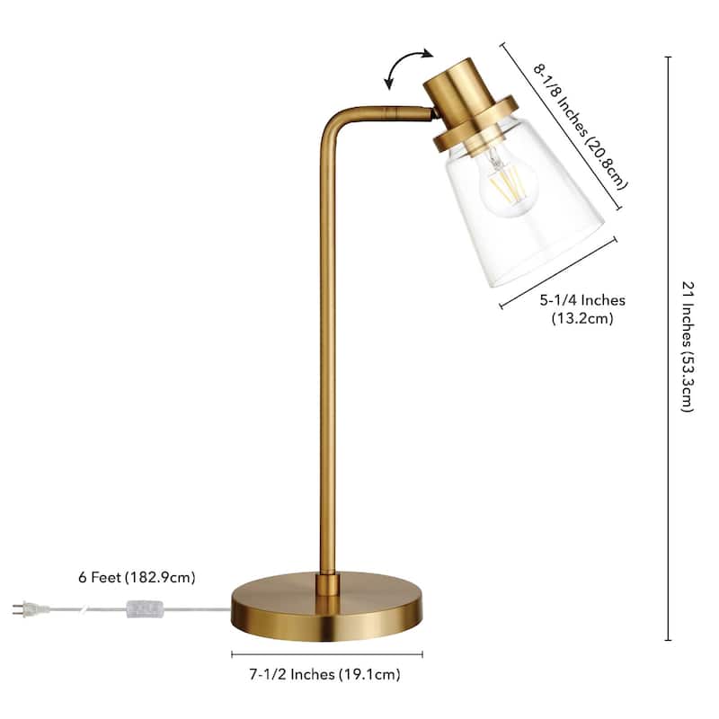 21" Metal Arched Table Lamp With Clear Cone Shade - 7.1" x 7.1" x 21"