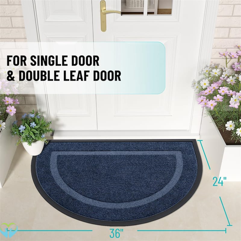 2 pack-Half Circle Door Mat Indoor Outdoor Entrance Welcome