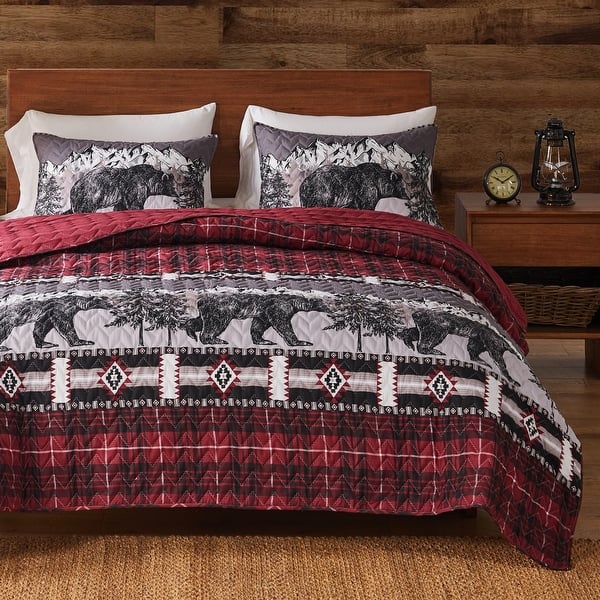 slide 1 of 4, Greenland Home Fashions Timberline Oversized Lodge Style Quilt Set