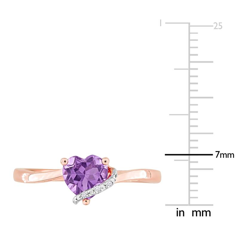 Miadora 3/5ct TGW Heart Shape Amethyst and Diamond Accent Wrap Ring in Rose Silver