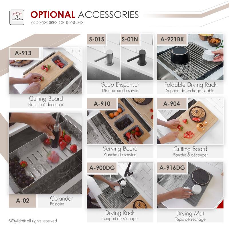 Stylish Undermount 32" Double-Bowl Stainless Steel 18G Kitchen Sink S-301G - 32" x 18" x 10"