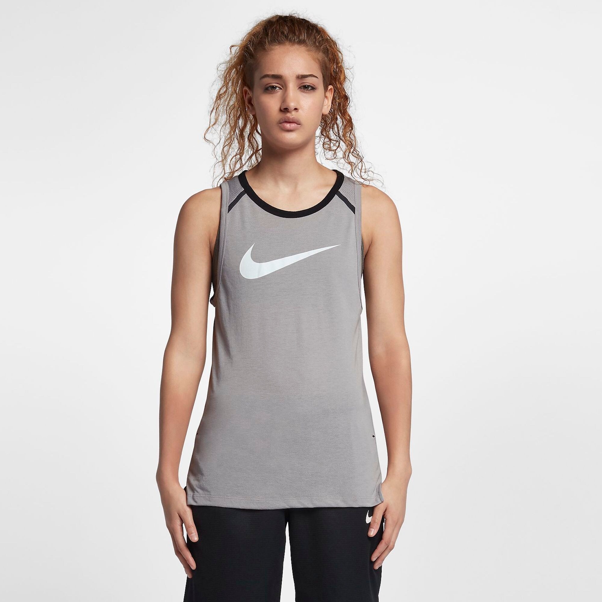 Shop Nike Breathe Women S Sleeveless Elite Basketball Top Charcoal