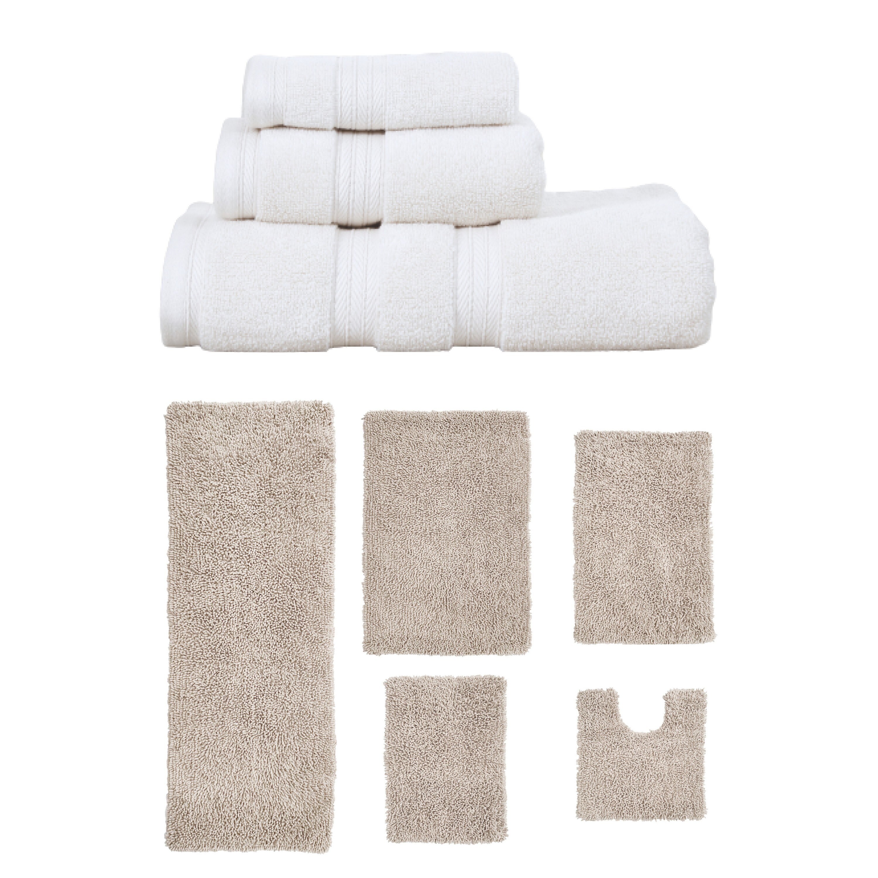 Home Weavers Fantasia Collection 100% Soft Cotton Super Absorbent 3 Pc Towel Set & 5 Pc Bath Rug Set, Machine Wash (Set of 8)