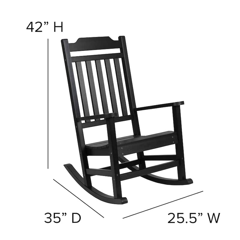 Set of 2 Indoor/Outdoor Poly Resin Rocking Chairs with Side Table - 25.625"W x 35"D x 42"H