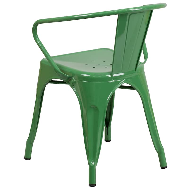 Metal Indoor-Outdoor Chair with Arms - 21.5"W x 19"D x 27.75"H