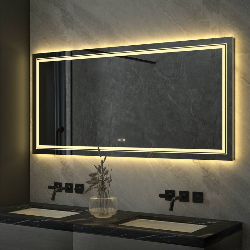 Smart LED Framless Illuminated Bathroom Mirror Anti-Fog Backlit - 42" x 20"