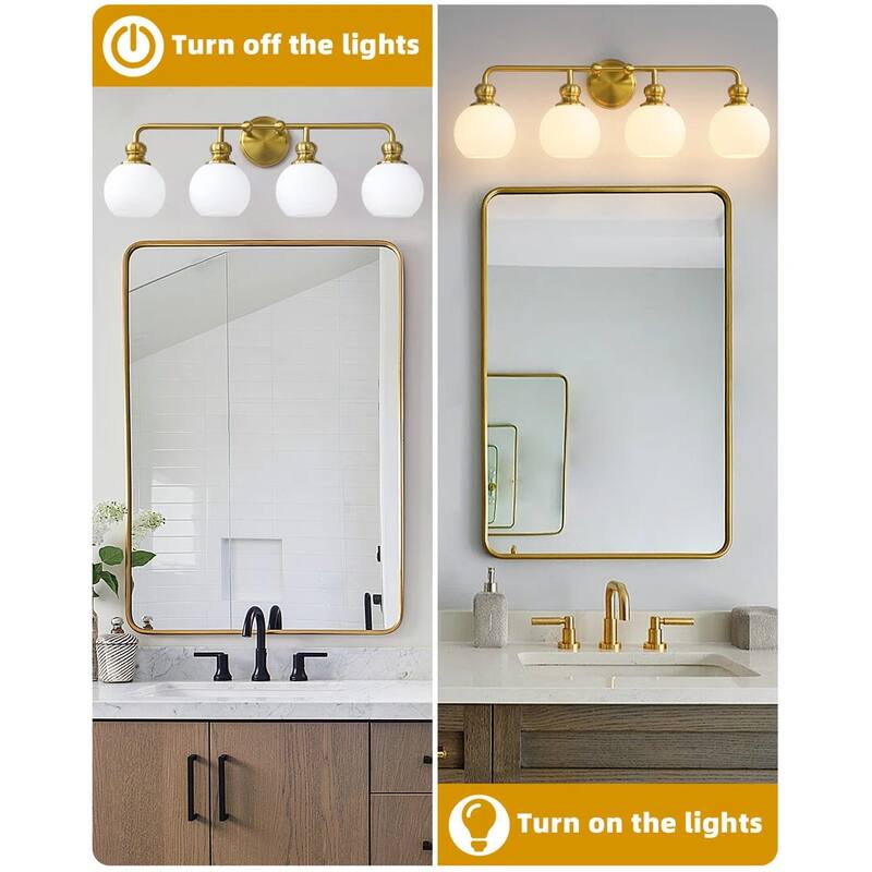 Irvine Gold Modern Frosted Glass 4-Light Vanity Light
