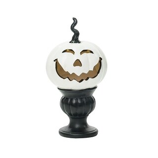 Transpac Light Up Pumpkin Decor Set Of 3 - 6.5" Resin Halloween Tabletop Decorations, Multicolor