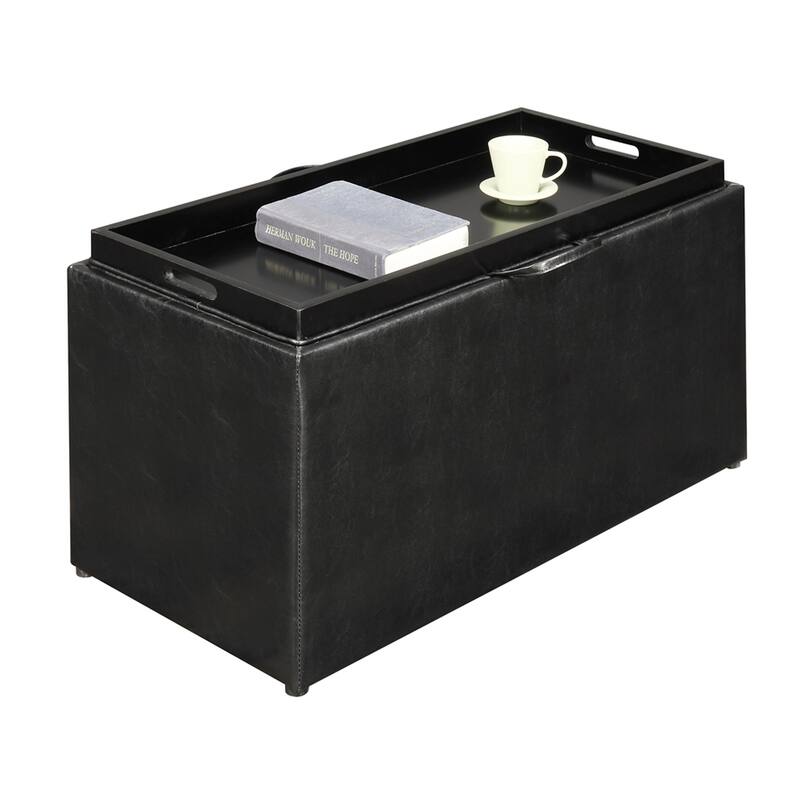 Designs4Comfort Sheridan Storage Bench with Reversible Tray and 2 Side Ottomans
