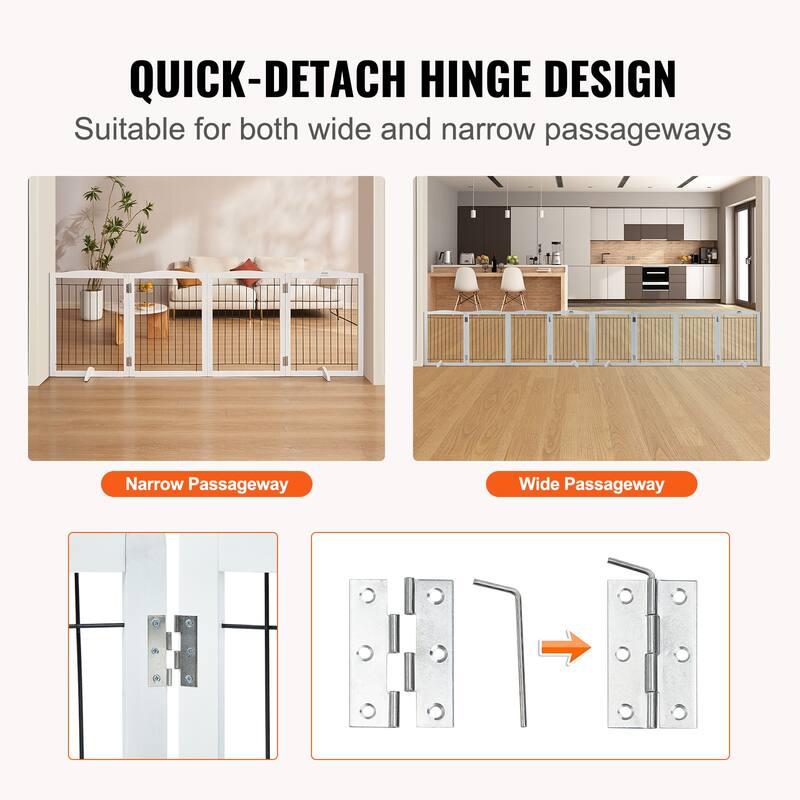VEVOR Free Standing Dog Gate,Freestanding Pet Gate,for Wide and Narrow Passageways