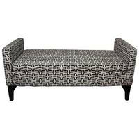 24 Inch Fabric Upholstered Geometric Pattern Storage Bench, Black and ...