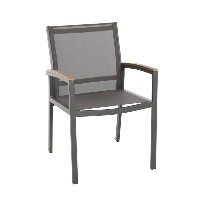 Luton Aluminum Outdoor Dining Chairs with Faux Wood Accents by Christopher Knight Home