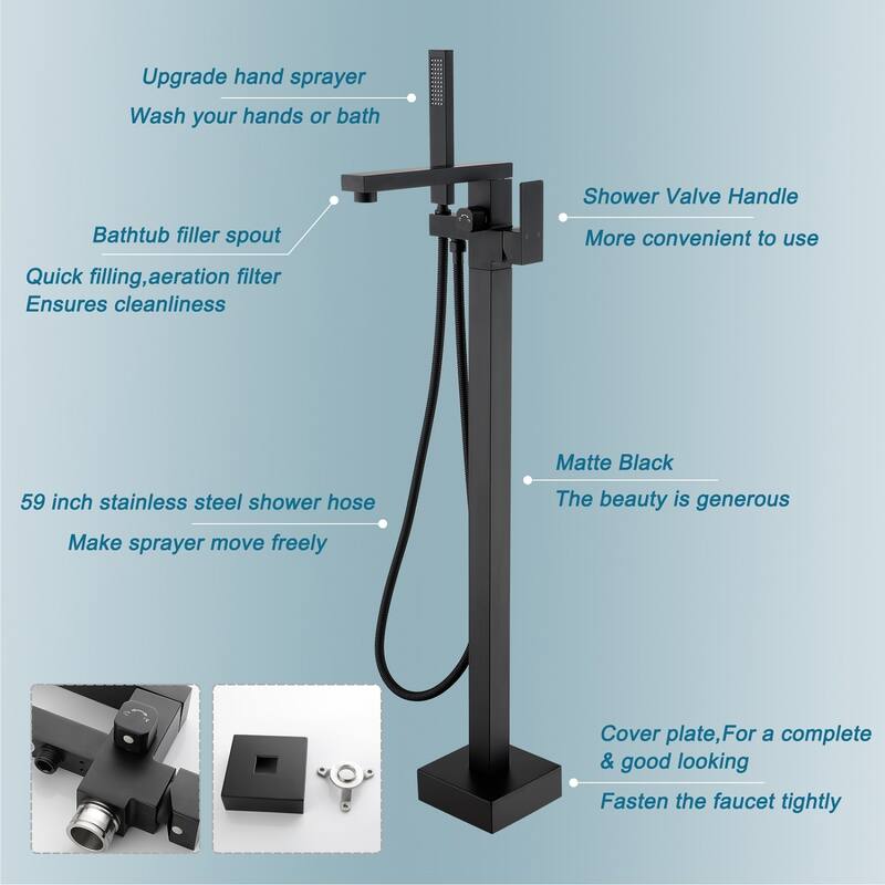 Floor Mounted Freestanding Tub Filler Trim with One Handle