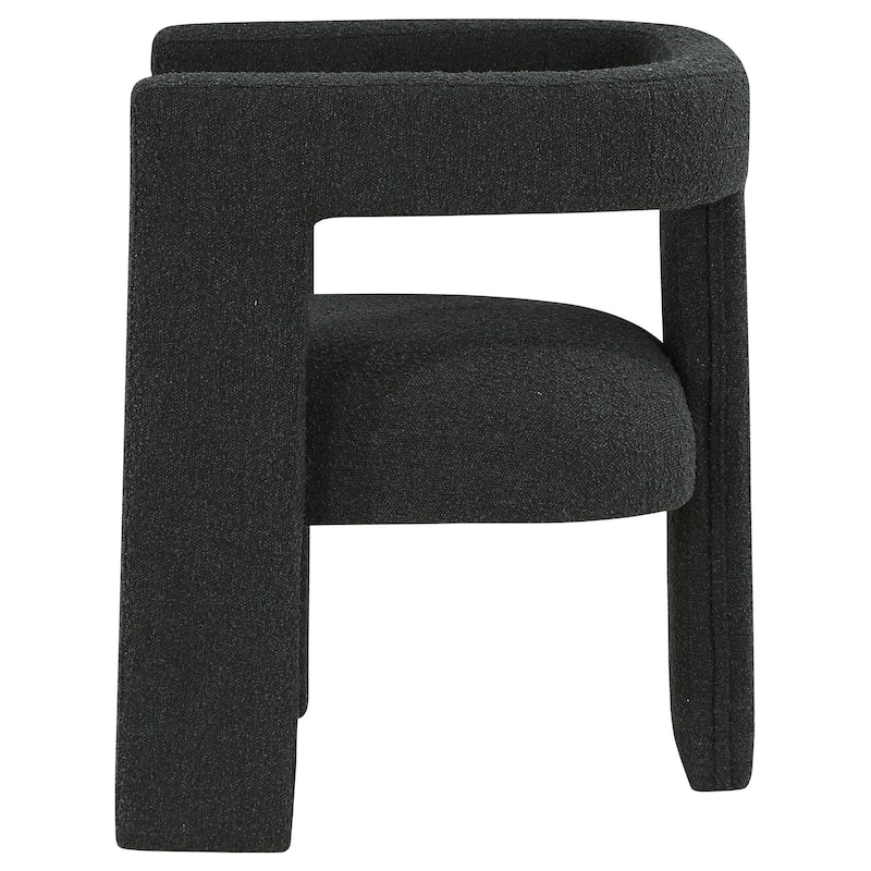 Hellen Accent Side Chair, Fully Upholstered in Black Boucle, Foam Cushion
