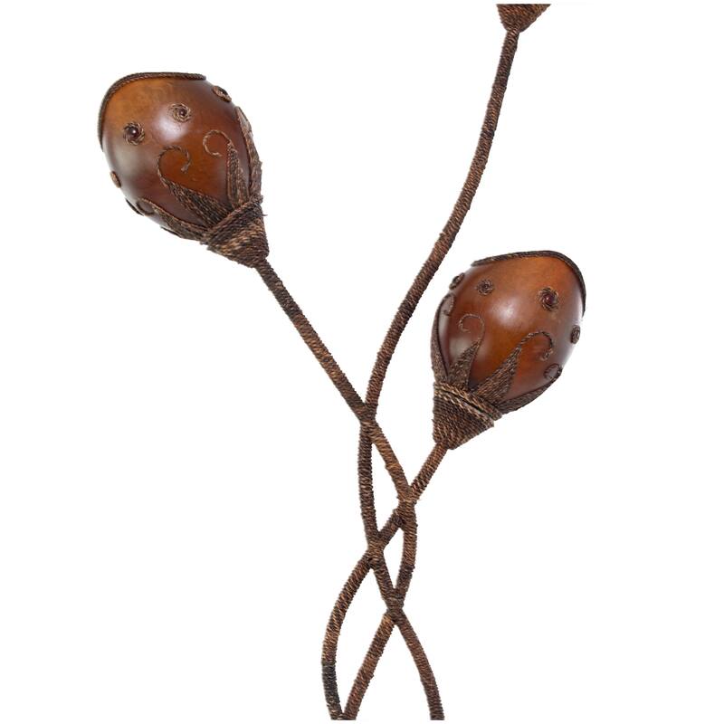 Brown Dried Plant Room Floor Lamp with Decorated Orange Lamp Shades