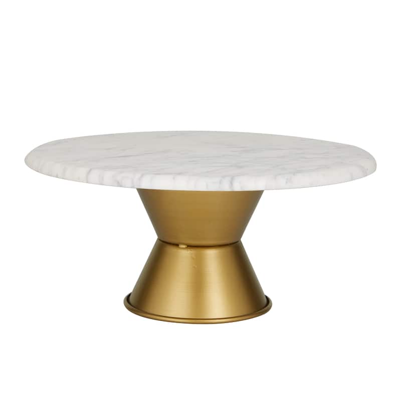 CosmoLiving by Cosmopolitan White or Gray Ceramic Cake Stand with Gold Base