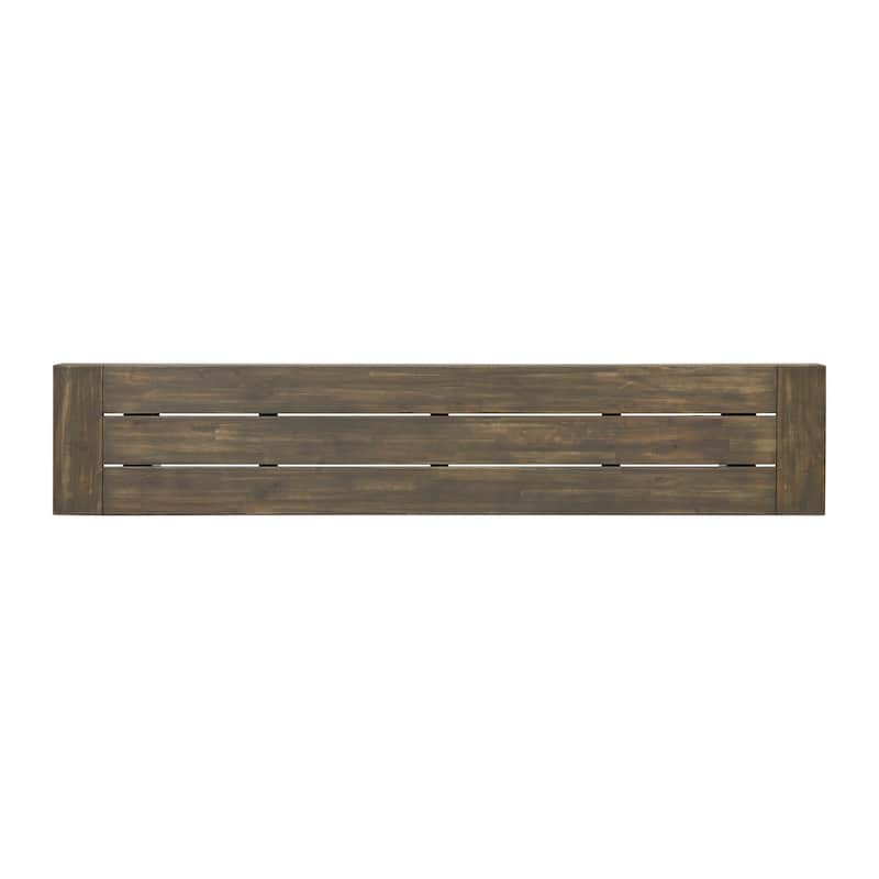 Roomfitters Outdoor Acacia Wood Patio Bench, Garden Rustic Metal Frame for Porch or Backyard, Grey