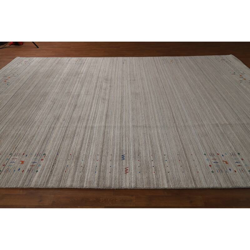 Striped Wool Gabbeh Indian Area Rug 9x12 - 9' x 12'
