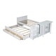 preview thumbnail 4 of 16, Twin Size Multifunctional Wood Platform Bed w/ Desk & Storage Shelf at the End of the Bed, Built-in Trundle & 3 Drawers, White