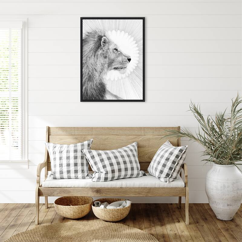 Sun and Lion by Ec Mazur Framed Canvas Wall Art