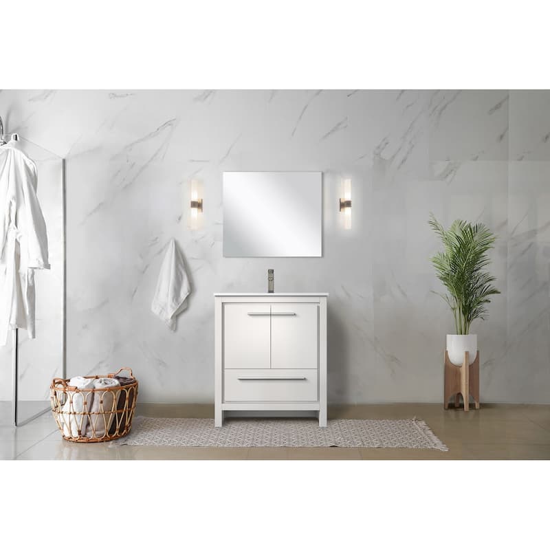 Lafarre Bath Vanity with Quartz Top, Sink, Mirror and Chrome Faucet