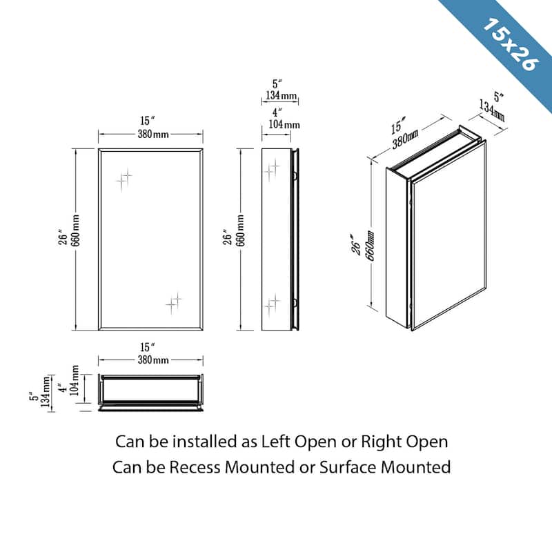 Frameless Aluminum Bathroom Mirror Medicine Cabinet