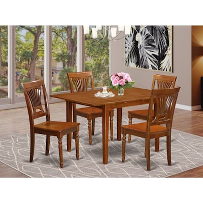 HomeStock 5-Pc Saddle Brown Finish Solid Wood Top - Dining Room Set - Seats 4