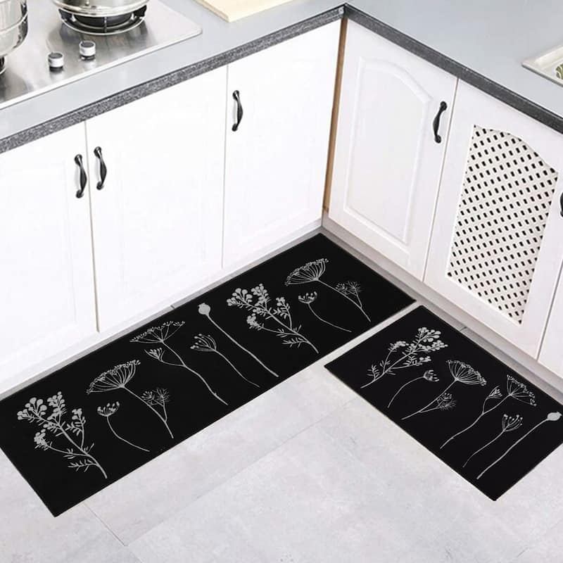 Wool Effect Wildflowers Kitchen Mat or Runner Rug