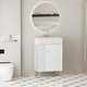 preview thumbnail 14 of 28, 21.6" Freestanding Single Bathroom Vanity with Left Shelf, Ceramic Sink Soft-Close Door, 3 Colors Option