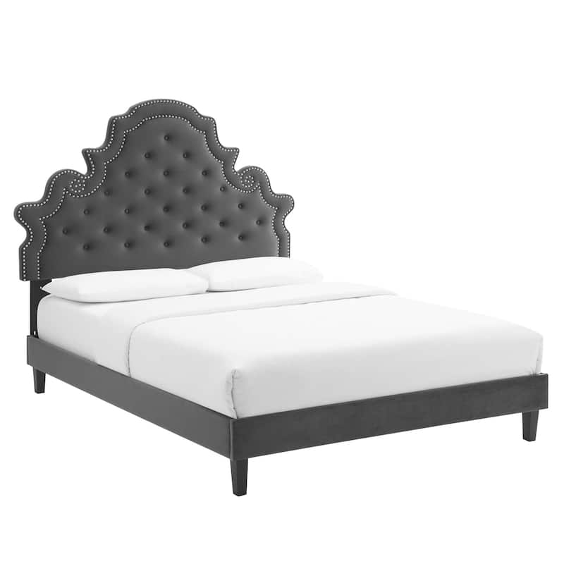 Gwyneth Tufted Performance Velvet Full Platform Bed