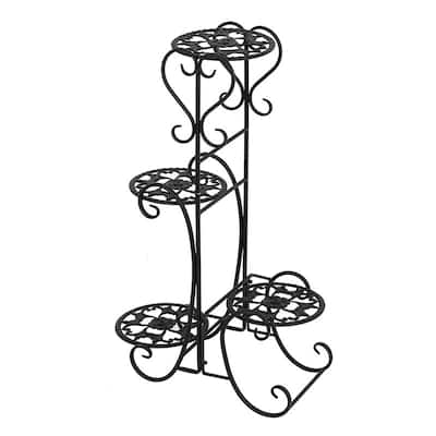 4 Potted Rounded Flower Metal Shelves Plant Pot Stand Decoration
