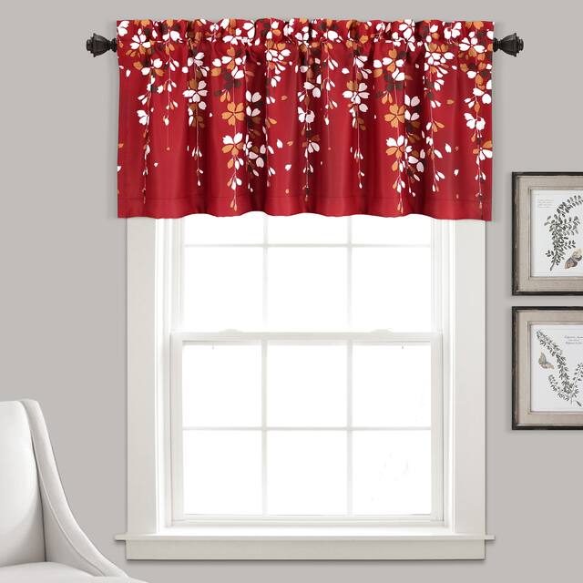 Lush Decor Weeping Flower Room Darkening Window Curtain Valance - 52x18 - Red