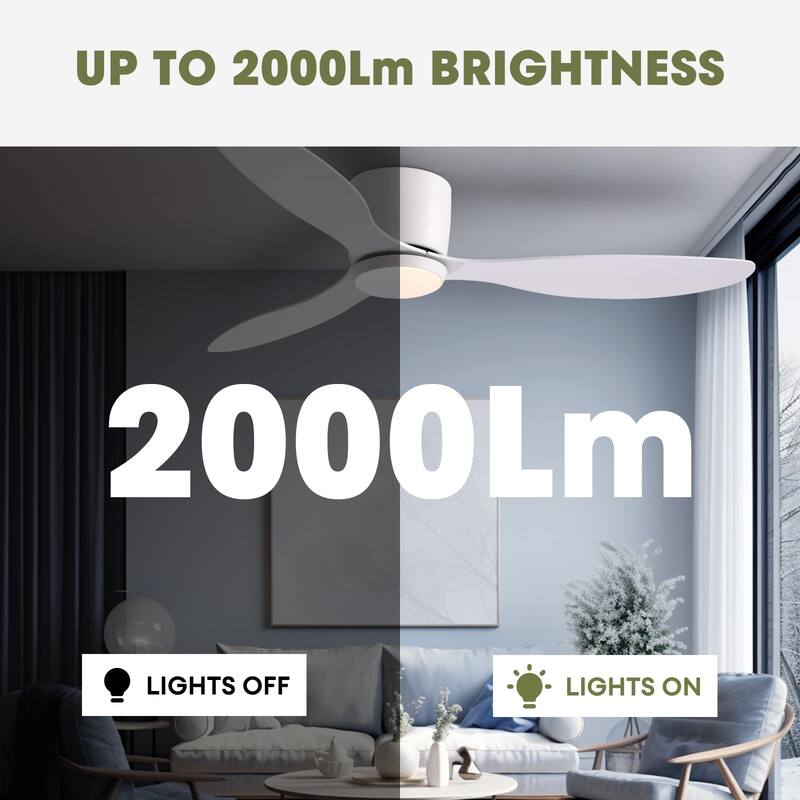 52 in. Sleek Ceiling Fan with Lights - Quiet Reversible DC Motor, Smart Control