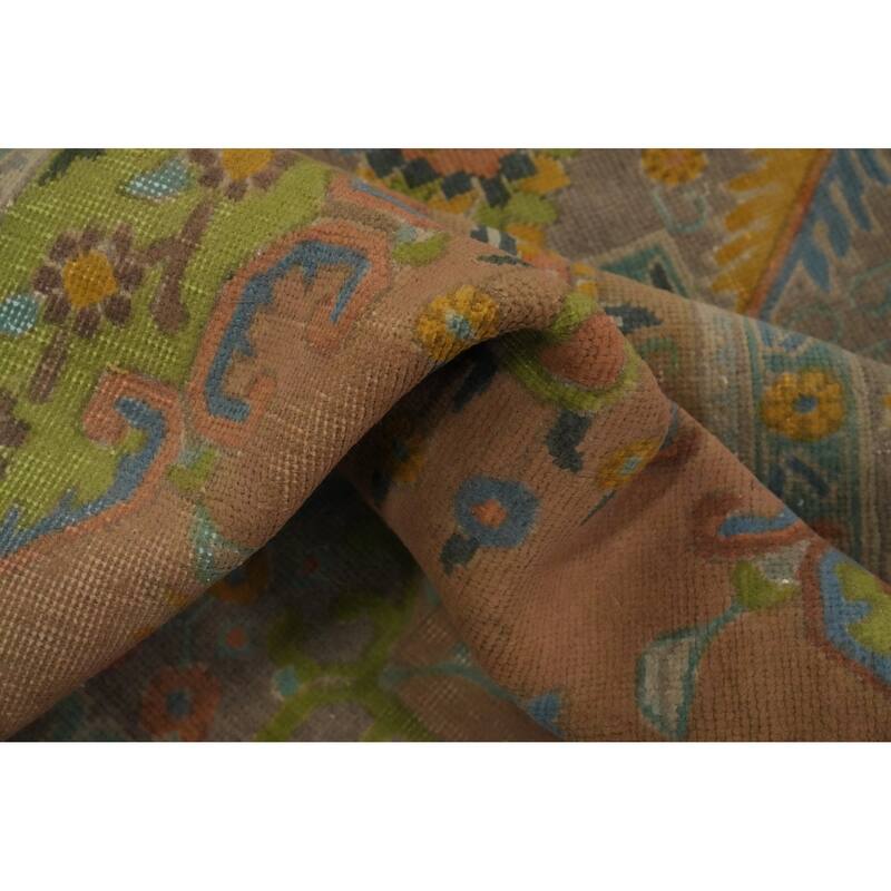 Hand Knotted Oriental 100% Wool Carpet Traditional Floral Oranges & Rust Tabriz Area Rug - 9' 7'' X 6' 2''