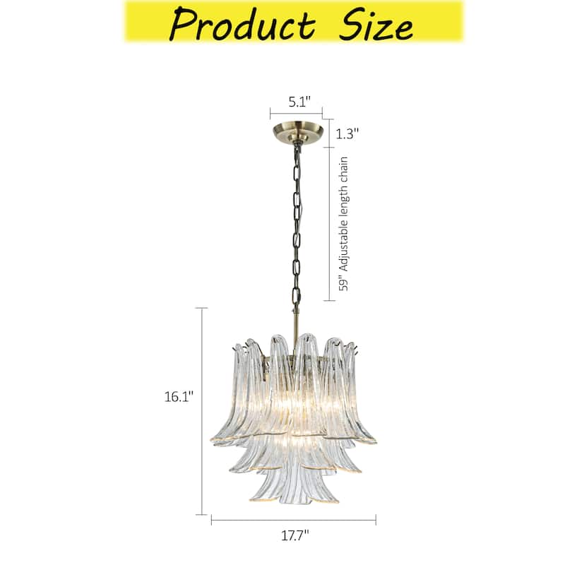 CraftHome Mid-Century Modern Chandelier Clear Art Glass Pendant With Antique Bronze Finish For Living Room
