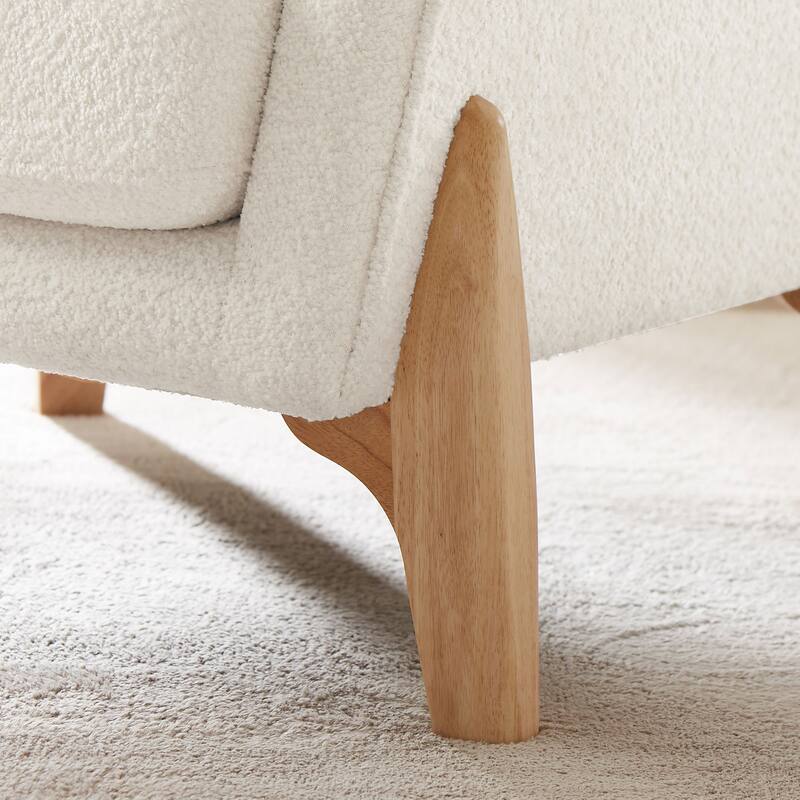 VANOMi 30.7 Inch Mid-century Modern Wide Upholstered Accent Armchair with Rubber Wood Legs