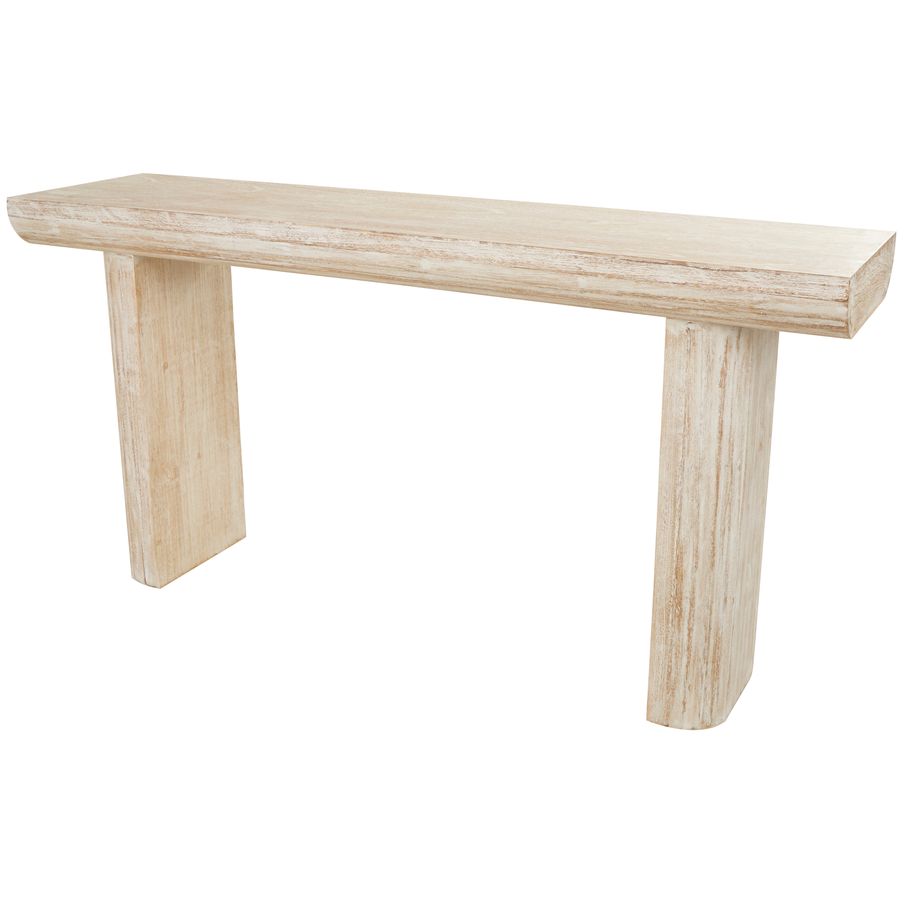 Wood Console Table with Block Legs - Beige - Roche River Decor - 16"Wx63"Lx32"H