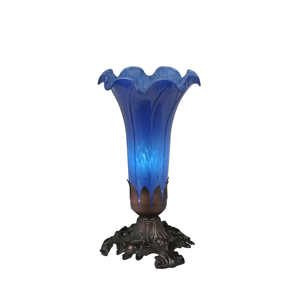 Meyda Tiffany 8" H Blue Pond Lily Accent Lamp