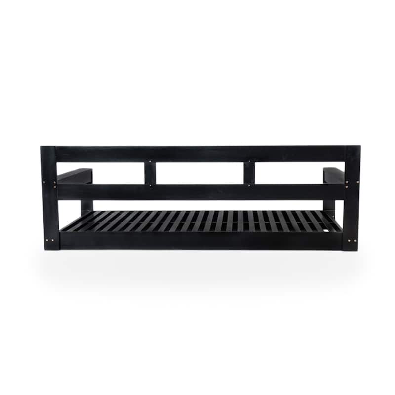 Patio Wooden Porch Swing Daybed Frame, Garden Swing Bench Chair with 4 Hanging Ropes (Cushions and pillows not included)