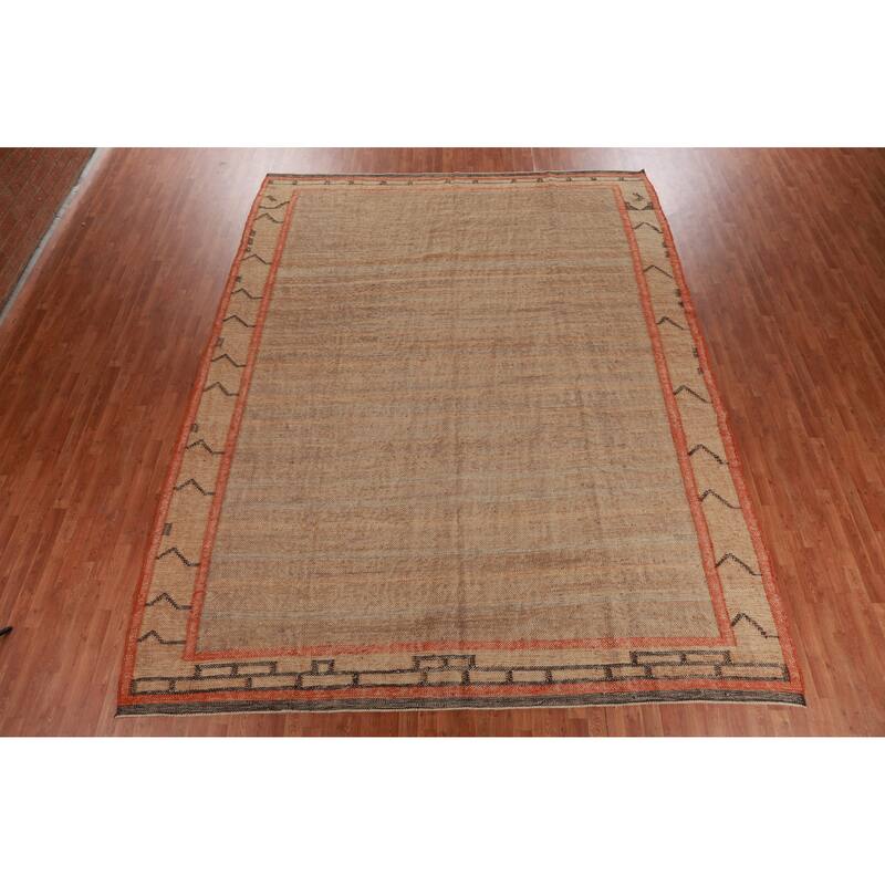 Hand Woven Oriental 100% Jute Carpet Southwestern Modern Brown Kilim Area Rug - 13' 4'' X 10' 6''