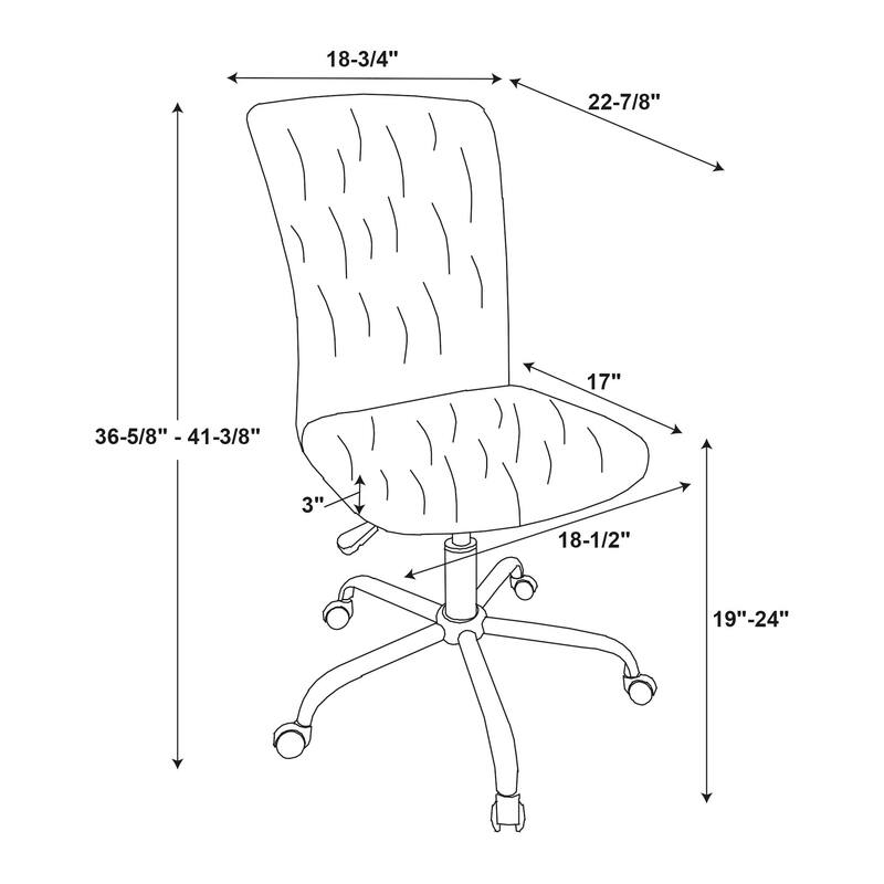 Faux Flokati Blush Adjustable Rolling Chair - 41.25" - White Silver