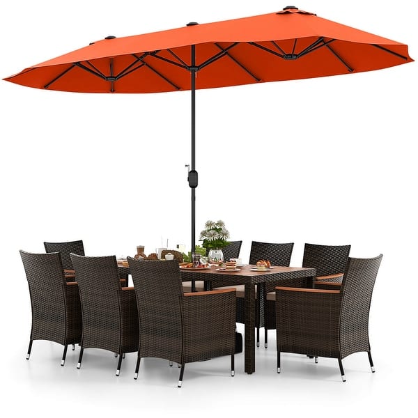 slide 2 of 114, Costway 11 PCS Patio Wicker Dining Set with Double-Sided Outdoor - See Details