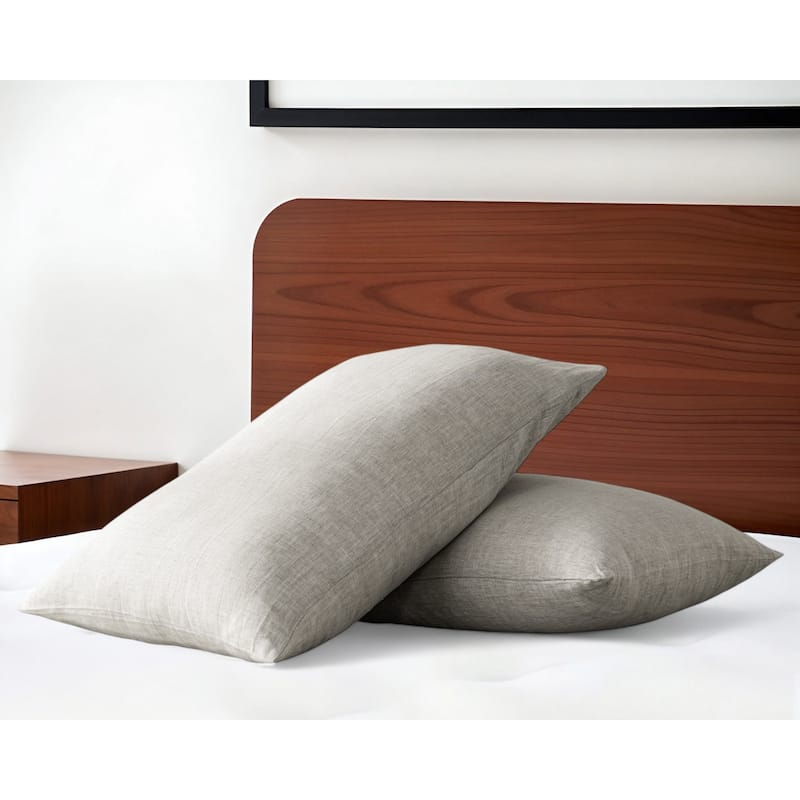HomeRoots Set of Two Light Gray Linen Pillowcases - King - Gray
