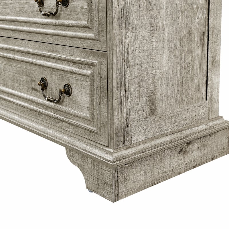 Anmytek Rustic Farmhouse 5 - Drawer Dresser - Antique White