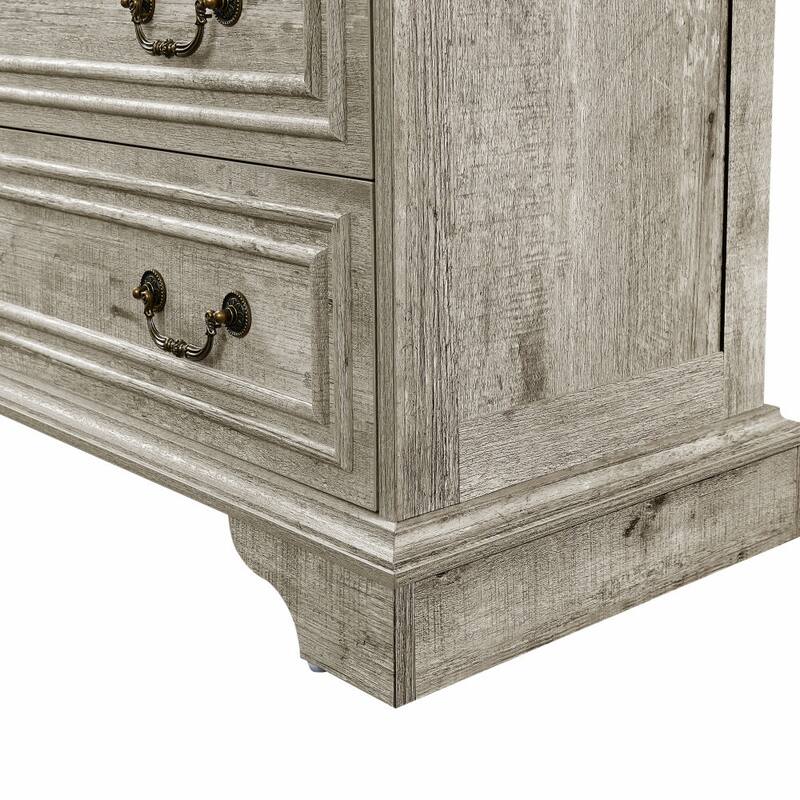 Bedroom Dresser with 5 Drawers, Rustic Chest of Drawers, Storage Dressers Organizer with Roman Column-style Handle