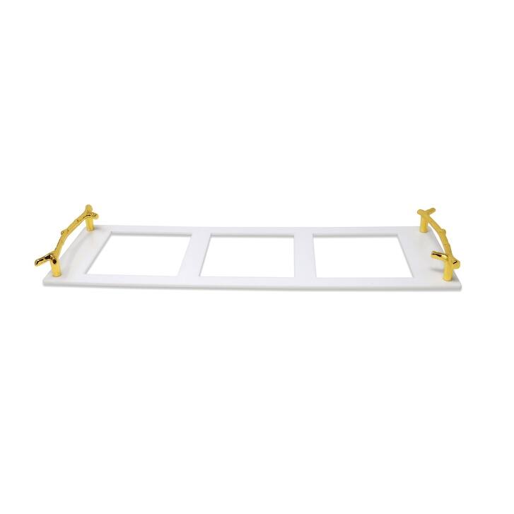 3 Bowl Acrylic Serving Dish on Tray with Covers and Spoons