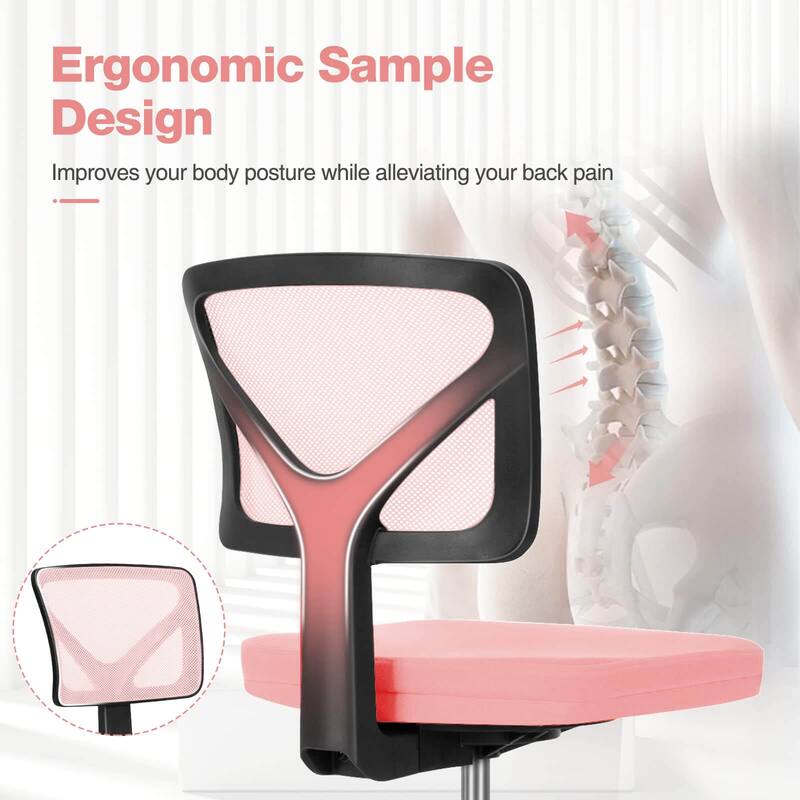 Child Armless Mesh Office Chair, Office Computer Desk Chair, Rolling Work Swivel Chairs for Home, Study, Student, Adults