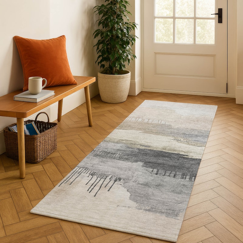 Premium Washable Super Soft Modern Glam Mayfield Rug - Ivory - 2'3" x 7'6"