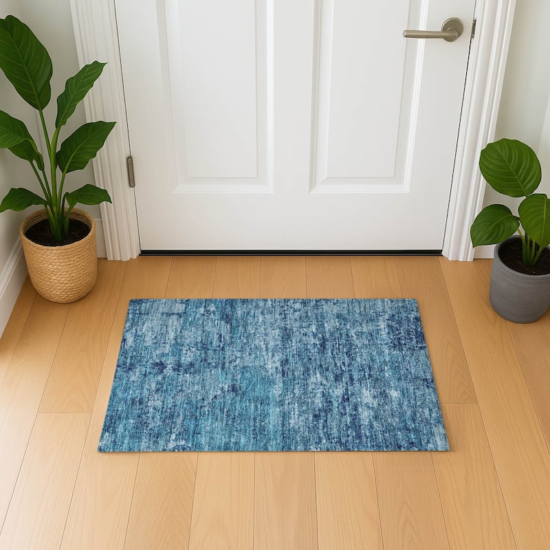 Premium Washable Super Soft Solid Abstract Mayfield Rug - Denim - 1'8" x 2'6"